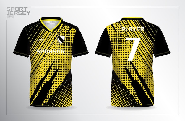 black and yellow sport jersey for football and soccer shirt template