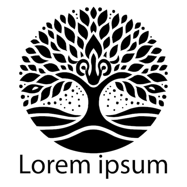 A black yoga tree logo