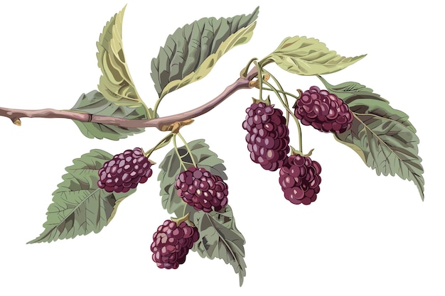 Blackberries branch with ripe berries