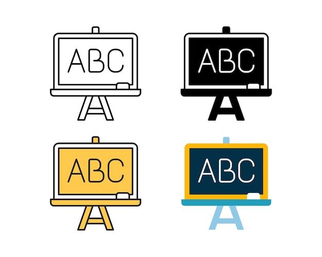 Blackboard icon element vector design in 4 style line glyph duotone and flat