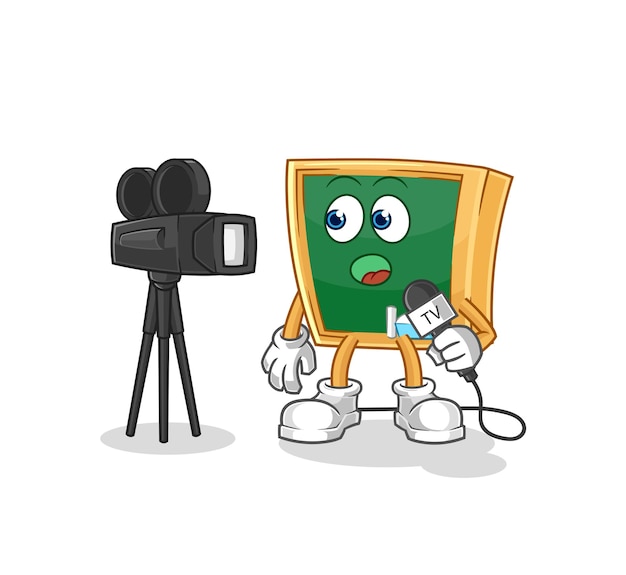 Blackboard tv reporter cartoon cartoon mascot vector