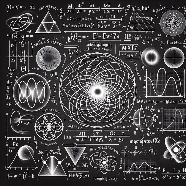 Vector blackboard with mathematical formulas and equations