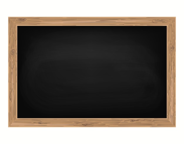 Blackboard with wooden frame, Empty school chalkboard for classroom, rubbed out background, dirty chalkboard, vector