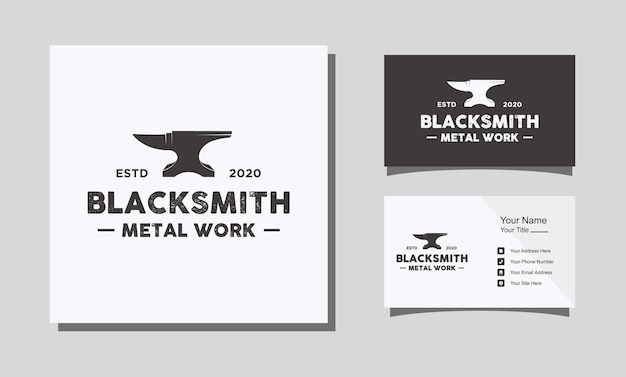 Blacksmith Iron Anvil Foundry vintage retro logo design