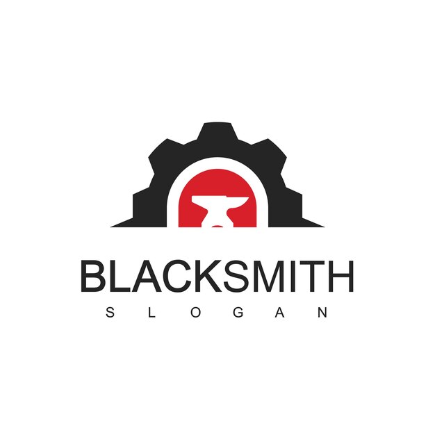 Blacksmith Logo Design Template With Anvil Icon Illustration