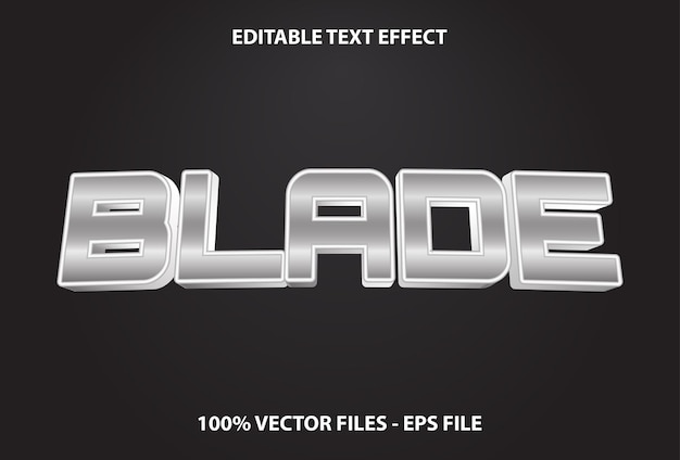 Blade text effect with black and silver color editable designs for templates