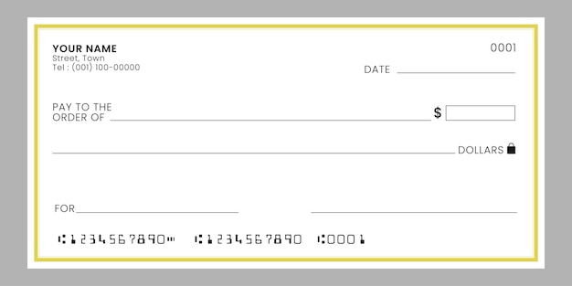 Vector blank bank check checkbook cheque template or money payment paper voucher vector mockup