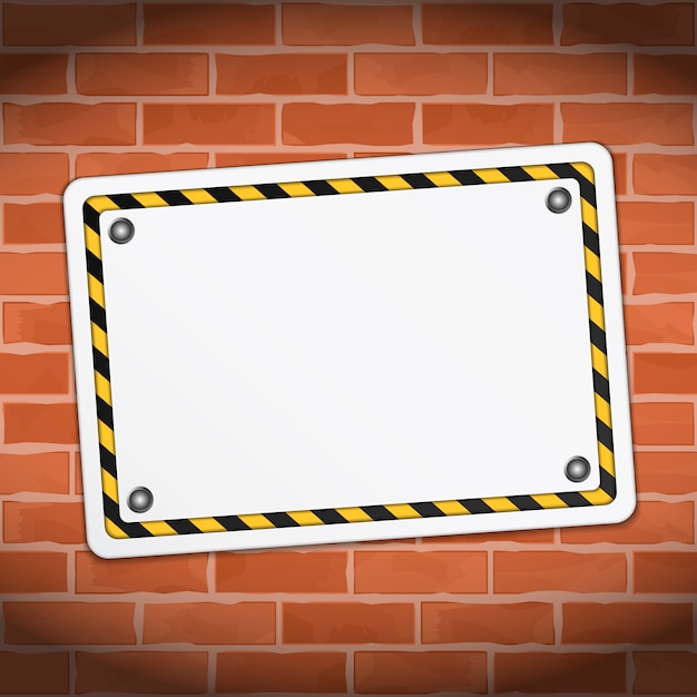 Blank banner on brick wall, vector eps10 illustration