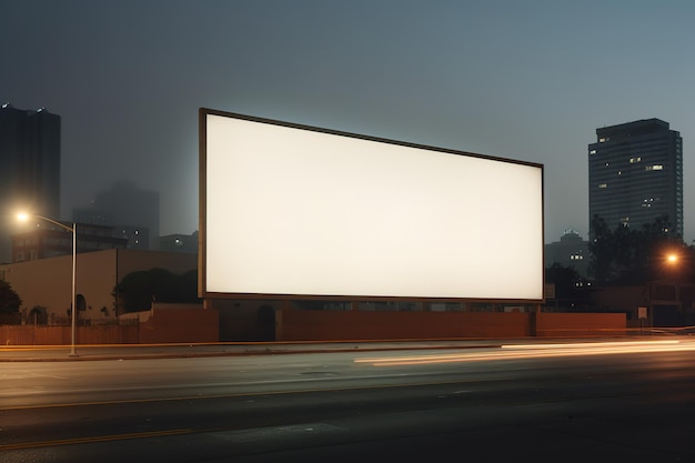 a blank billboard on a city street with a blurry background