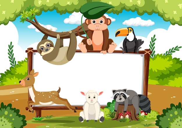 Blank board with wild animals