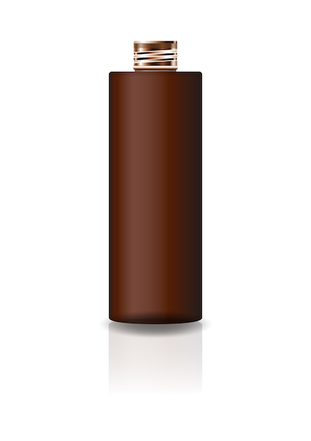 Vector blank brown cosmetic cylinder bottle with copper lid.