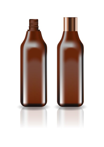 Blank brown cosmetic square bottle with screw lid.