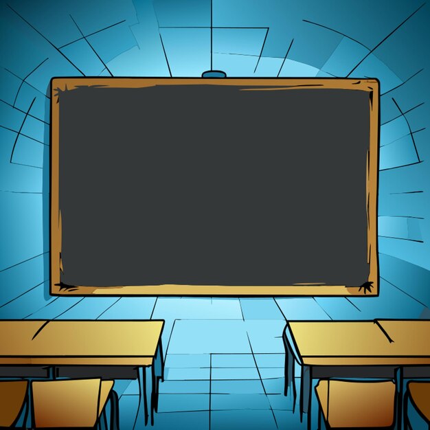 Vector blank classroom scene with empty chalkboard vector illustration cartoon