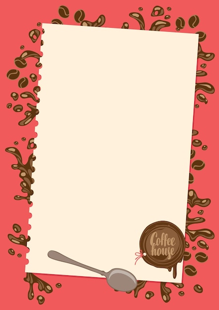 blank for coffee menu with spoon and stamp