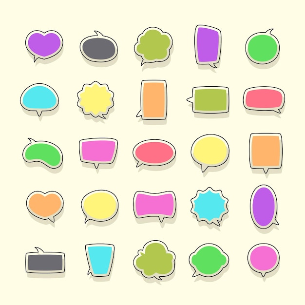 blank colorful comic chat bubble collection