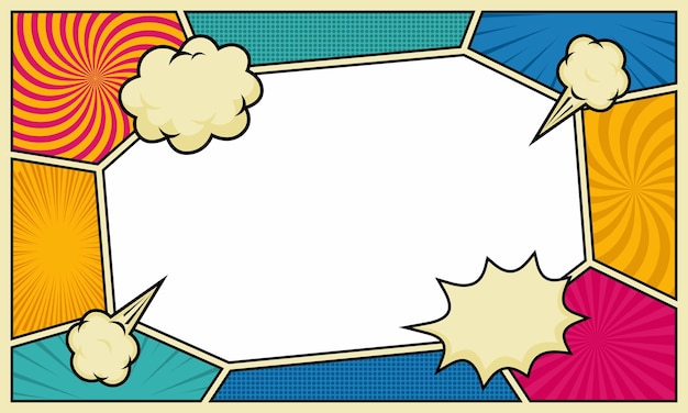 Blank colorful comic frame background