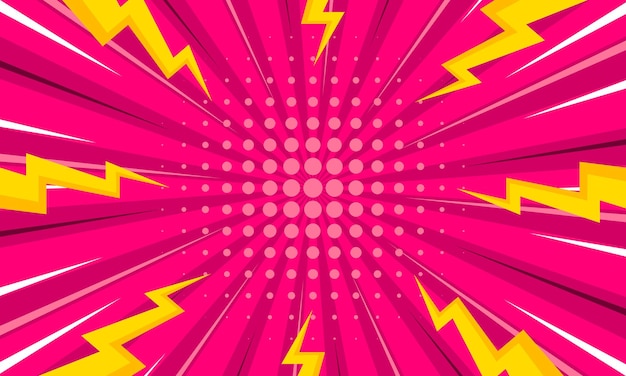 Blank comic cartoon pink background with thunder