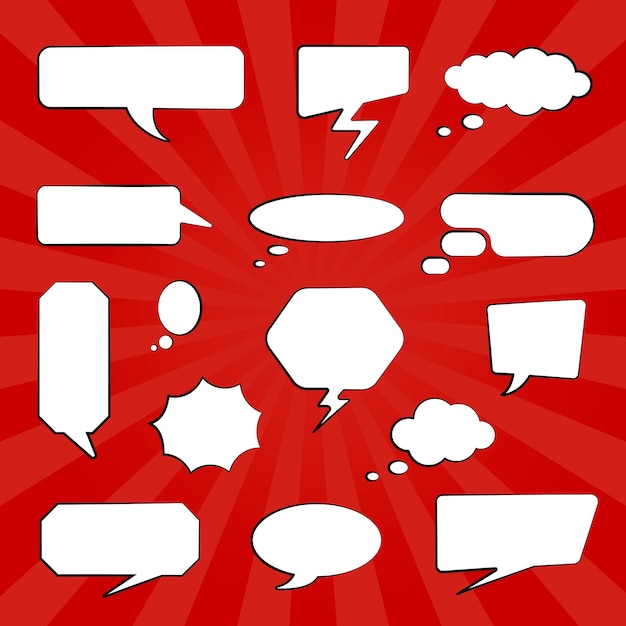 Blank empty chat bubble vector illustration with red background