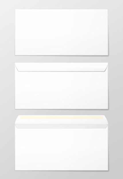 Blank envelopes, 3 views. Photo-realistic vector illustration.