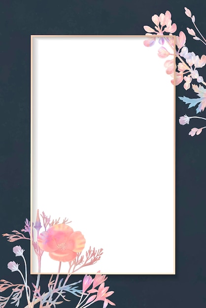 Blank floral rectangle frame vector