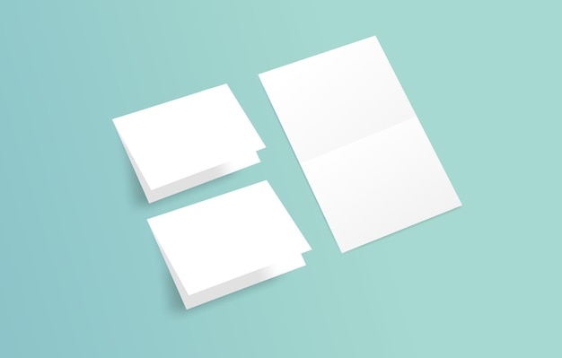 Blank Folding Paper Stationary Mockup Business Office Showcase Template