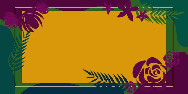 Blank frame decorated with abstract modernized forms flowers and foliage empty modern border