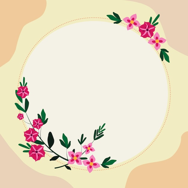 Blank frame decorated with colorful flowers and foliage arranged harmoniously empty poster border