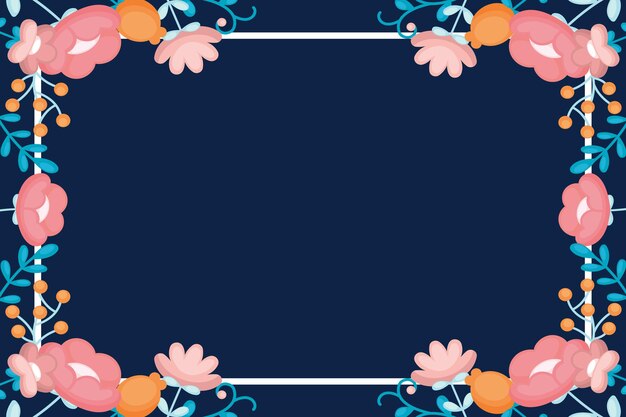 Blank frame decorated with colorful flowers and foliage arranged harmoniously empty poster border