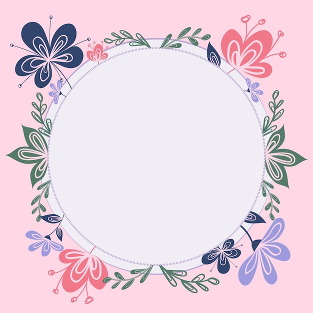 Blank frame decorated with colorful flowers and foliage arranged harmoniously empty poster border