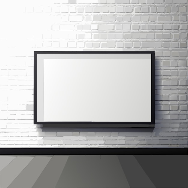 blank frame on white brick wall vector illustration