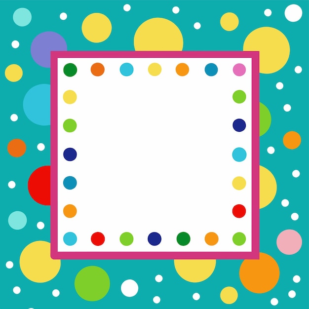 Vector blank frame with multicolor doted background