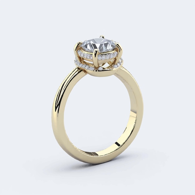 Vector blank gold ring with diamond mockup stand