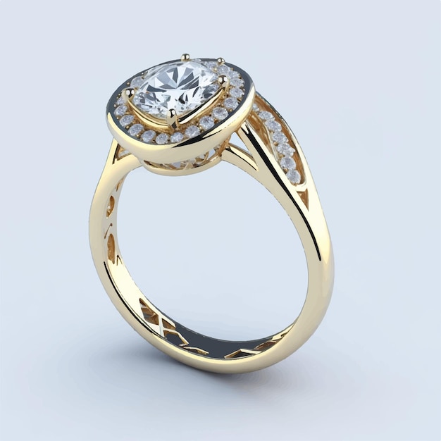 blank gold ring with diamond mockup stand