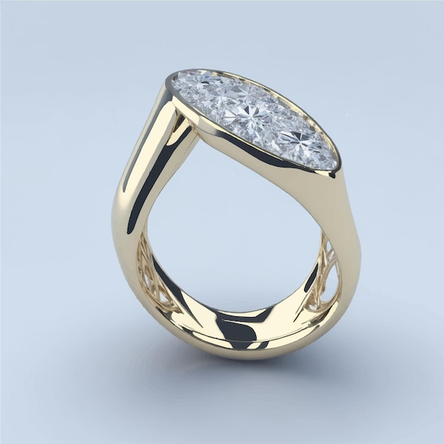 Vector blank gold ring with diamond mockup stand