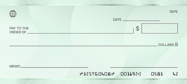 Vector blank green bank check checkbook cheque template