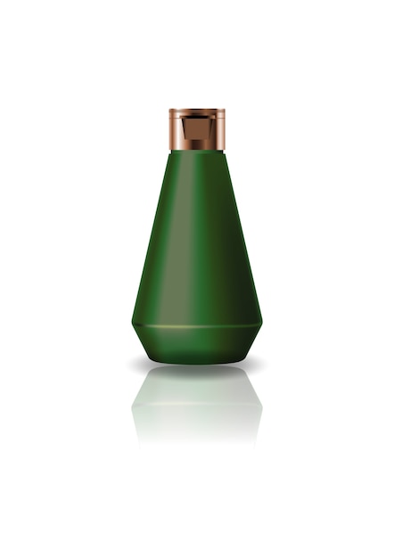 Blank green cone shape cosmetic bottle with cap lid.