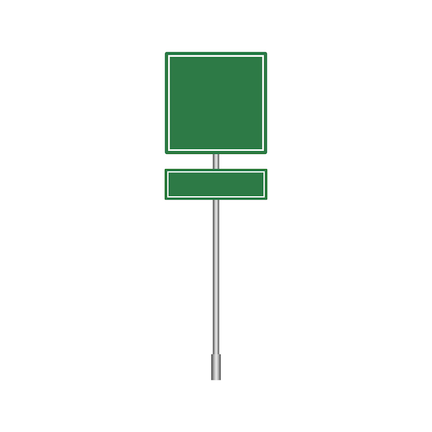 Vector blank green road sign empty traffic signs isolated background highway attention vector illustration