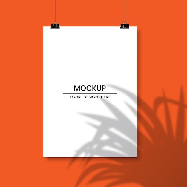 Blank hanging white paper with shadow overlay effect