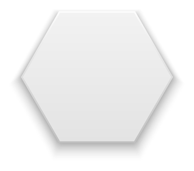 Blank hexagon shape template White button with realistic shadow