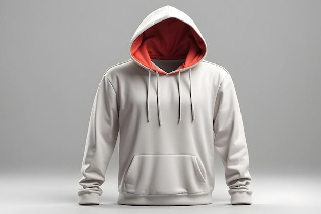 Vector blank hoodie jacket mock up isolated on white background 3d rendering 3d illustration