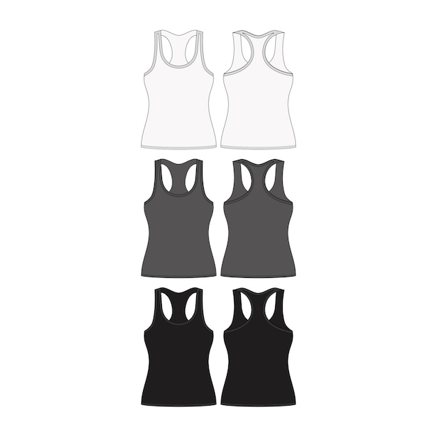 Vector blank male female tanktop mockup template tanktop template vest women tanktop apparel mockup