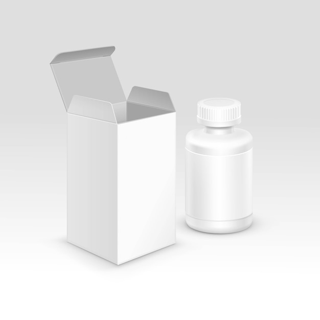 Blank Medical Packaging Paper Box and Bottle for Pills