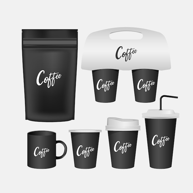 blank mug, coffee cup realistic set isolated. 