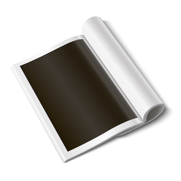 Blank open magazine template on white background 