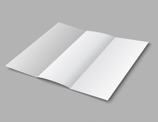 Blank paper folded leaflet. 3d white blank broadsheet  template