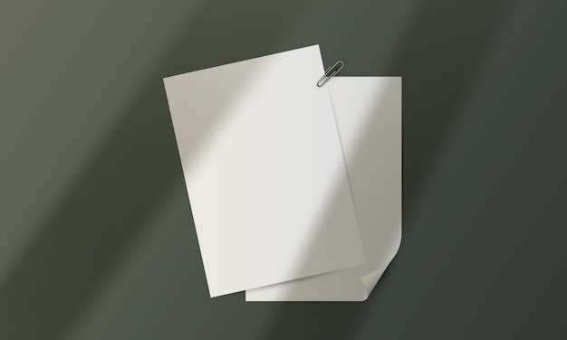 Vector blank paper realistic with paper clip