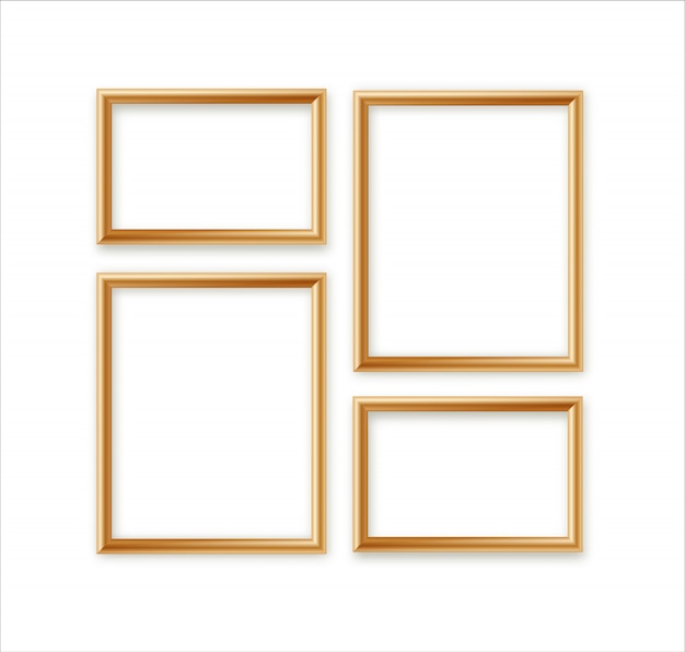  Blank Picture Frame Template Composition Set Isolated on Wall Background