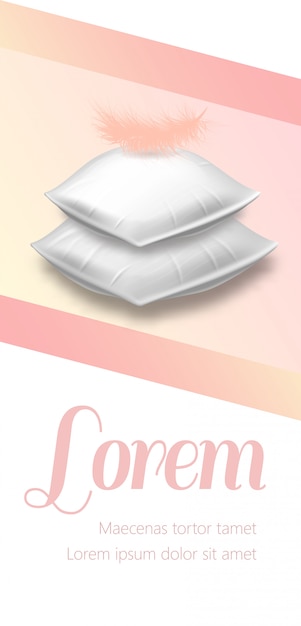 Blank Rectangular Pillows with Pink Feather on Top