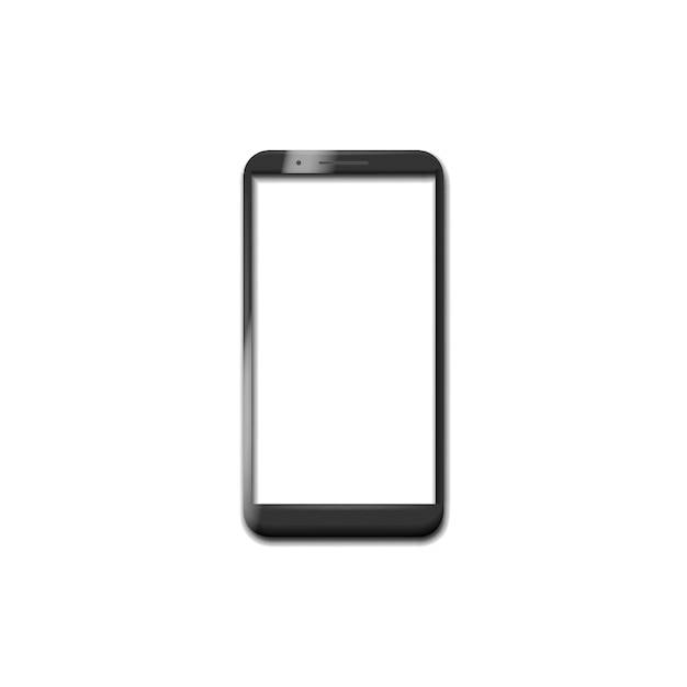 Blank screen Black smartphone isolated on white background Vector illustration