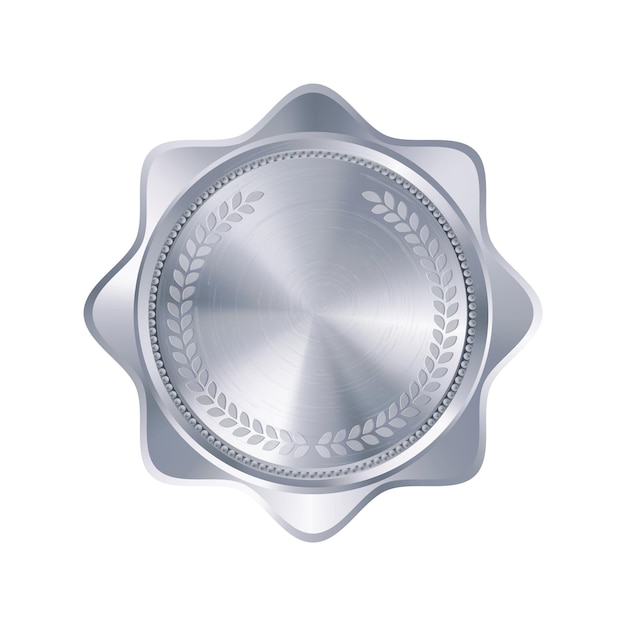 Vector blank silver medal template with engraved laurel wreath versatile designs for custom awards and creative projects